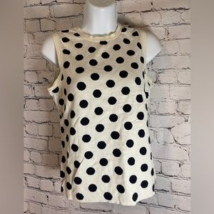 Liz Claiborne White & Navy Blue polka dot vest - size Medium